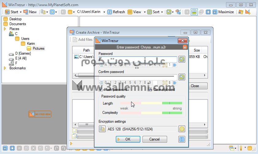 حماية و تشفير الصور بكلمه مرور على الويندوز 3 2014-06-14 17_50_44-WinTrezur - http___www.MyPlanetSoft.com