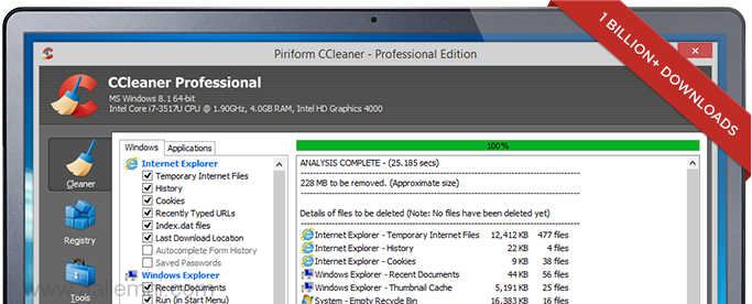افضل برنامج لتسريع الويندوز - CCleaner 1 افضل برنامج لتنظيف الويندوز وتسريع الكومبيوتر