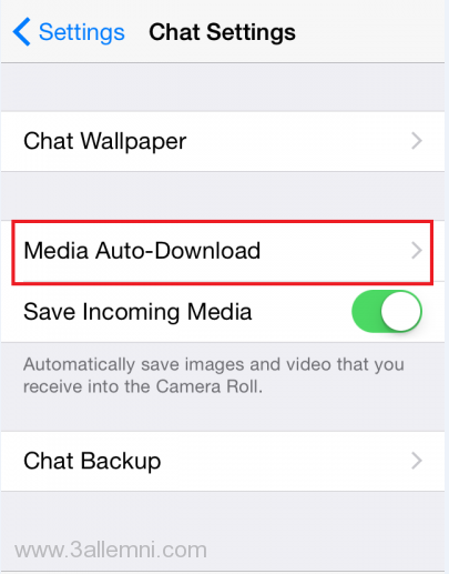 إيقاف التنزيل التلقائى للصور فى الواتس اب 2 إيقاف التنزيل التلقائى للصور فى الواتس اب 1