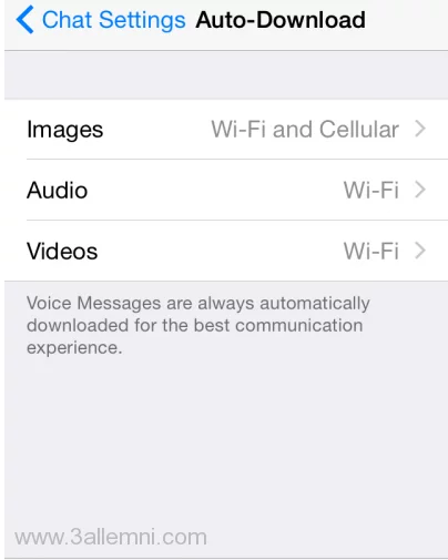 إيقاف التنزيل التلقائى للصور فى الواتس اب 2