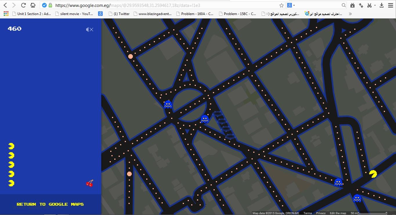 كيفية تشغيل لعبة pacman في Google maps 3