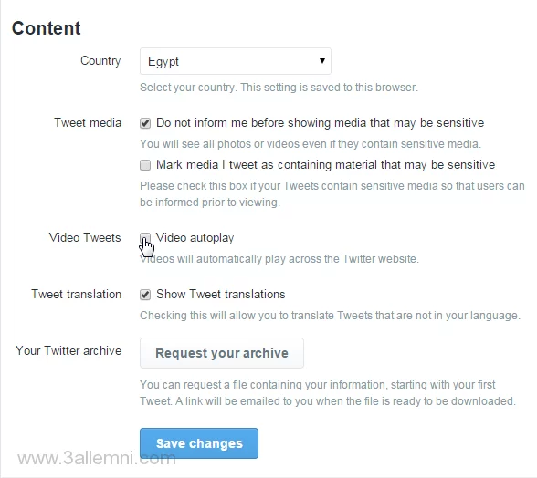 إيقاف التشغيل التلقائي للفيديو في تويتر 2