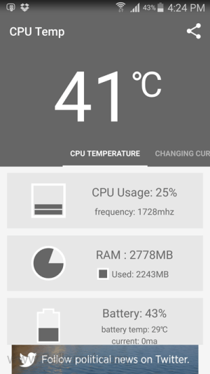 تطبيق Cpu Temperature لعرض درجه حراره البروسيسور لهواتف الاندرويد 1
