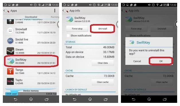 حل مشكلة Unfortunately the process com.google.process.gapps has stopped 2 حذف SwiftKey