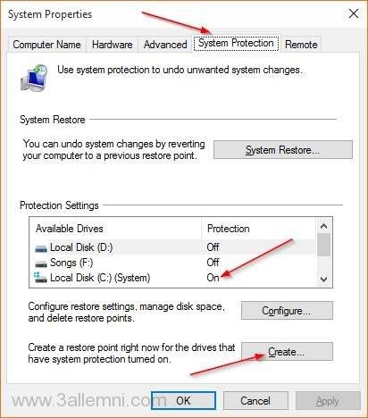 كيفيه انشاء نقطه استعاد نظام Restore Point فى ويندوز 10