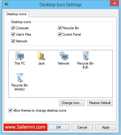 كيفية اظهار ايقونة Computer علي الديسكتوب في ويندوز 10 3 اظهار_الايقونات_ويندوز10_3
