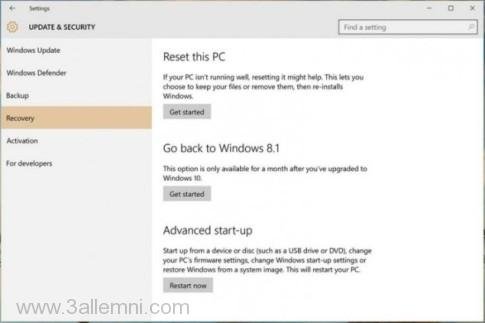 الرجوع من ويندوز 10 الى ويندوز 7 او 8 او 8.1