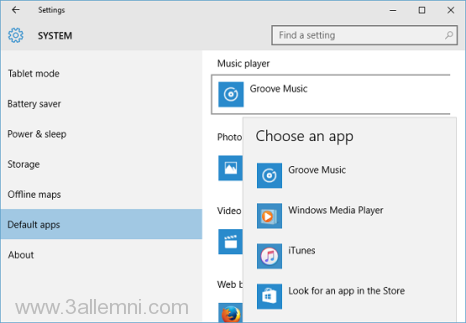 كيفيه تغيير مشغل الموسيقى او الفيديو الافتراضى فى ويندوز 10