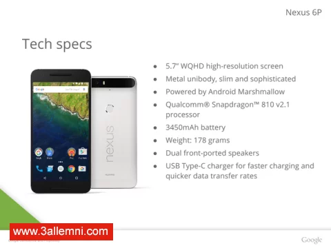 سعر و مواصفات هاتف Nexus 6P 3