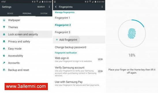 كيفية تفعيل وتشغيل البصمه في Galaxy Note 5