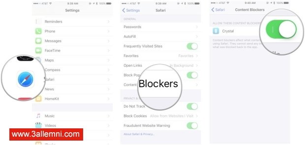 كيفيه منع الاعلانات فى iOS 9 للايفون و الايباد