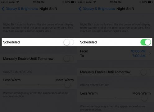 كيفيه تفعيل خاصيه Night Shift فى iOS 9.3