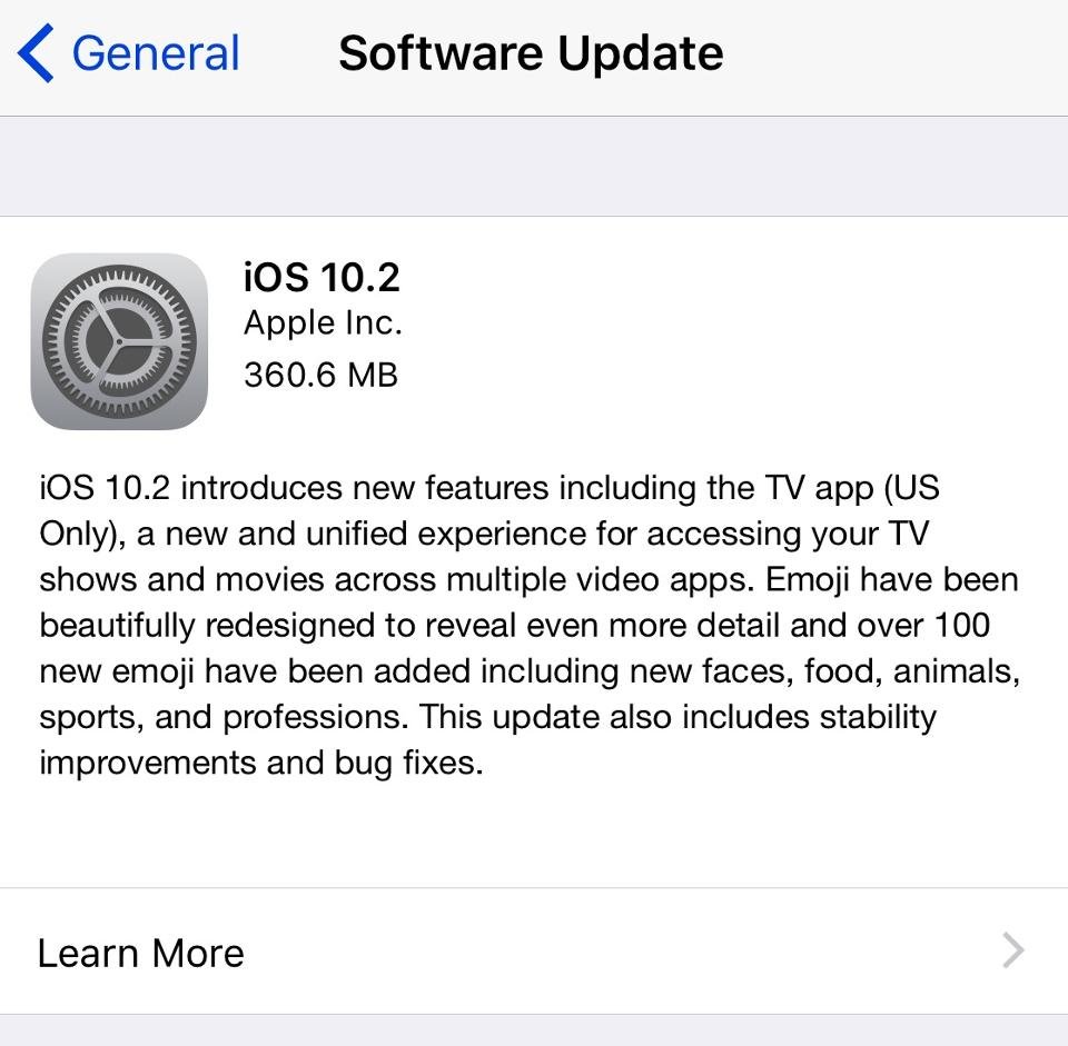 تحميل iOS 10.2 للايفون 1
