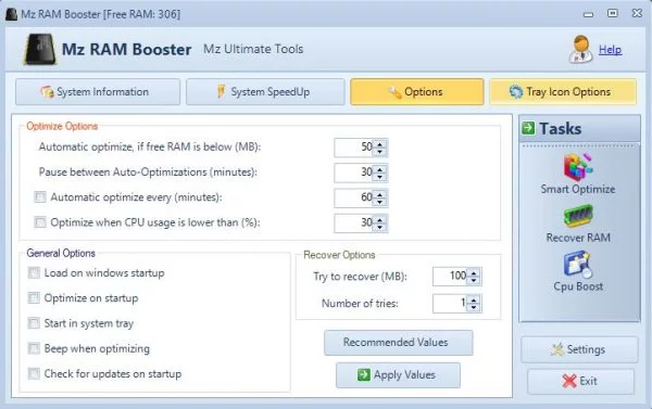 أداة Mz Ram Booster لتحسين أداء الكمبيوتر و اللاب توب 3