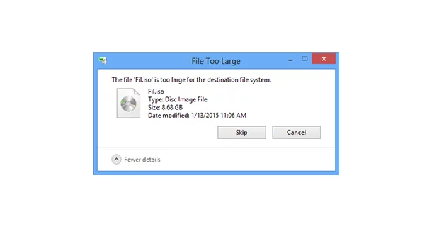 كيفية حل مشكلة File is too Large for Destination File System 32