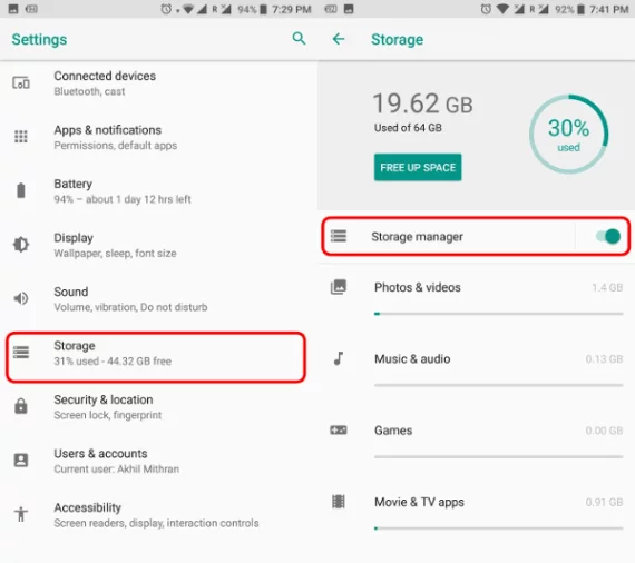 كيفية زيادة مساحة الهاتف في Android Oreo 5