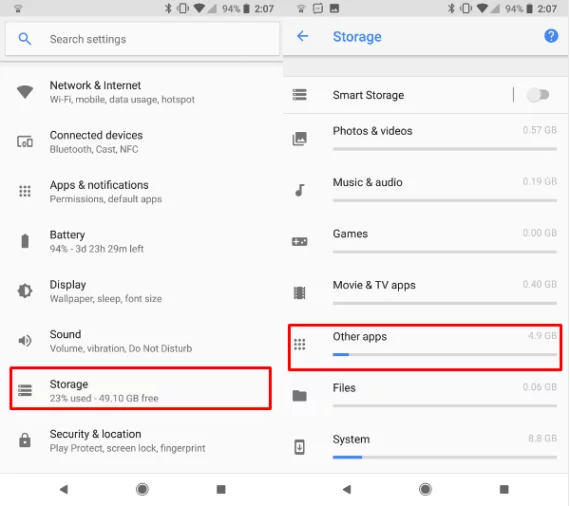 كيفية زيادة مساحة الهاتف في Android Oreo 7