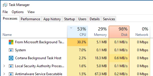 حل مشكلة استهلاك 100% Disk Usage ويندوز 10 3
