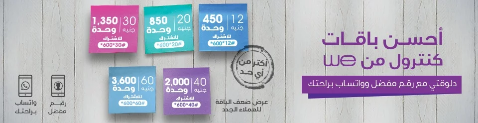 أنظمة وباقات شركة we 2019 وباقات الإنترنت والخدمات والأكواد 4