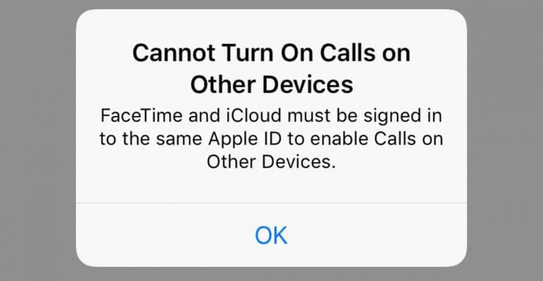 حل مشكلة Cannot Turn On Calls on Other Devices فى الايفون والايباد 1