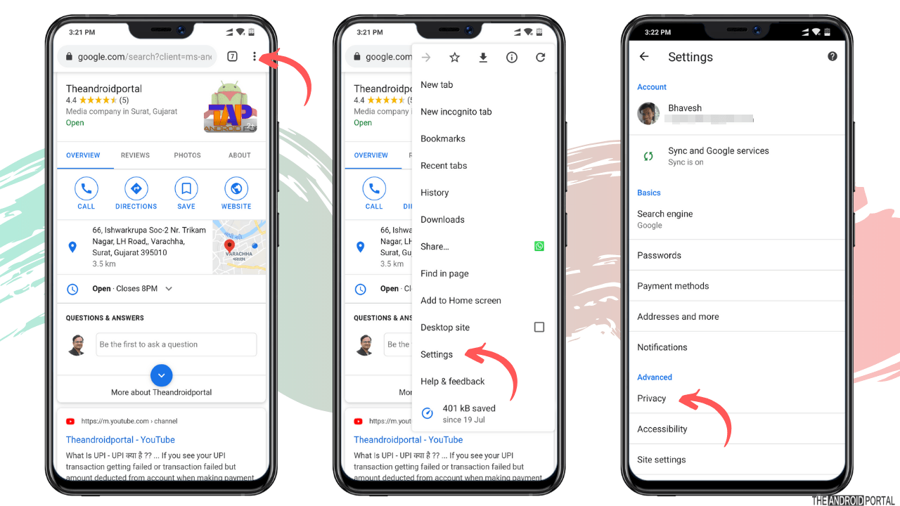 حذف الكوكيز من الآيفون على جوجل كروم