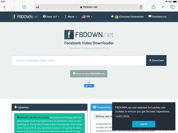 طريقة تحميل الفيديوهات من فيسبوك على الايفون والايباد 2020 2 طريقة تحميل الفيديوهات من فيسبوك على الايفون والايباد 2020 1
