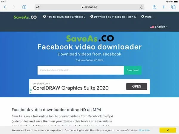 طريقة تحميل الفيديوهات من فيسبوك على الايفون والايباد 2020 4 طريقة تحميل الفيديوهات من فيسبوك على الآيفون والآيباد
