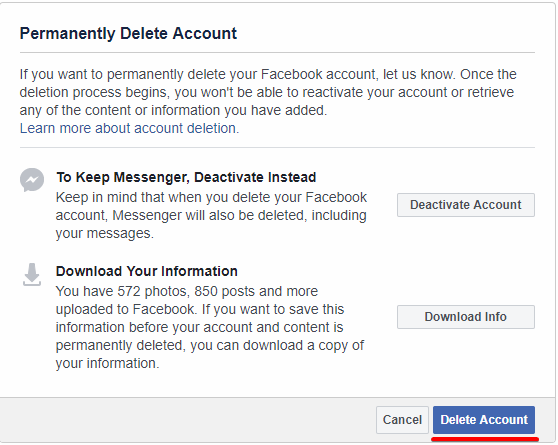 كيفية حذف حساب فيسبوك نهائيا 1