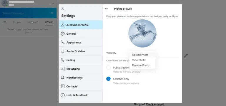 طريقة تغيير صورة سكايب على الكمبيوتر أو الهاتف والتحكم في خصوصية الصورة