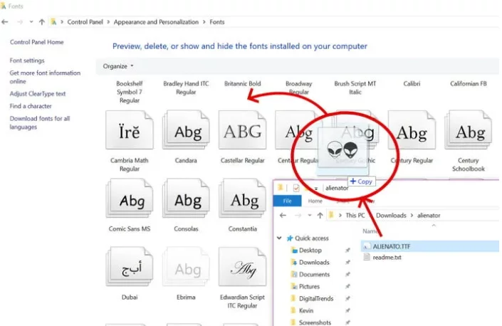 كيفية تثبيت الخطوط على ويندوز 10