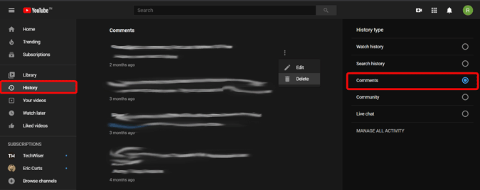 كيفية حذف كل تعليقاتك على يوتيوب 