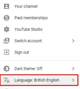 تغيير لغة يوتيوب