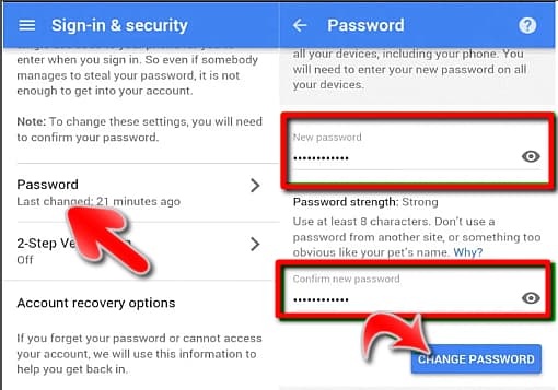 كيفية تغيير باسورد الجيميل من الموبايل 2021 1
