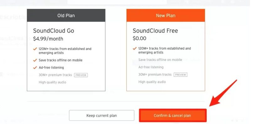 كيفية الغاء اشتراك Soundcloud Go 1